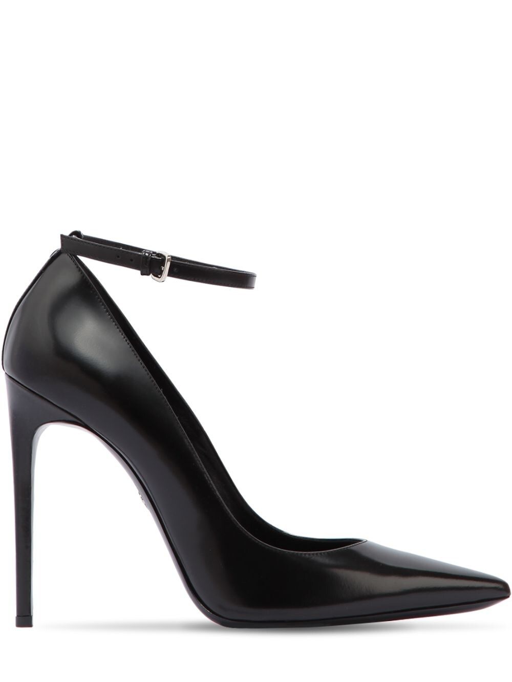 110MM BRUSHED LEATHER ANKLE STRAP PUMPS | Luisaviaroma