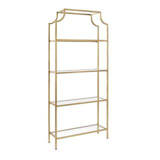 CROSLEY FURNITURE 80 in. Gold/Clear Metal 4-shelf Etagere Bookcase with Open Back CF6101-GL - The... | The Home Depot