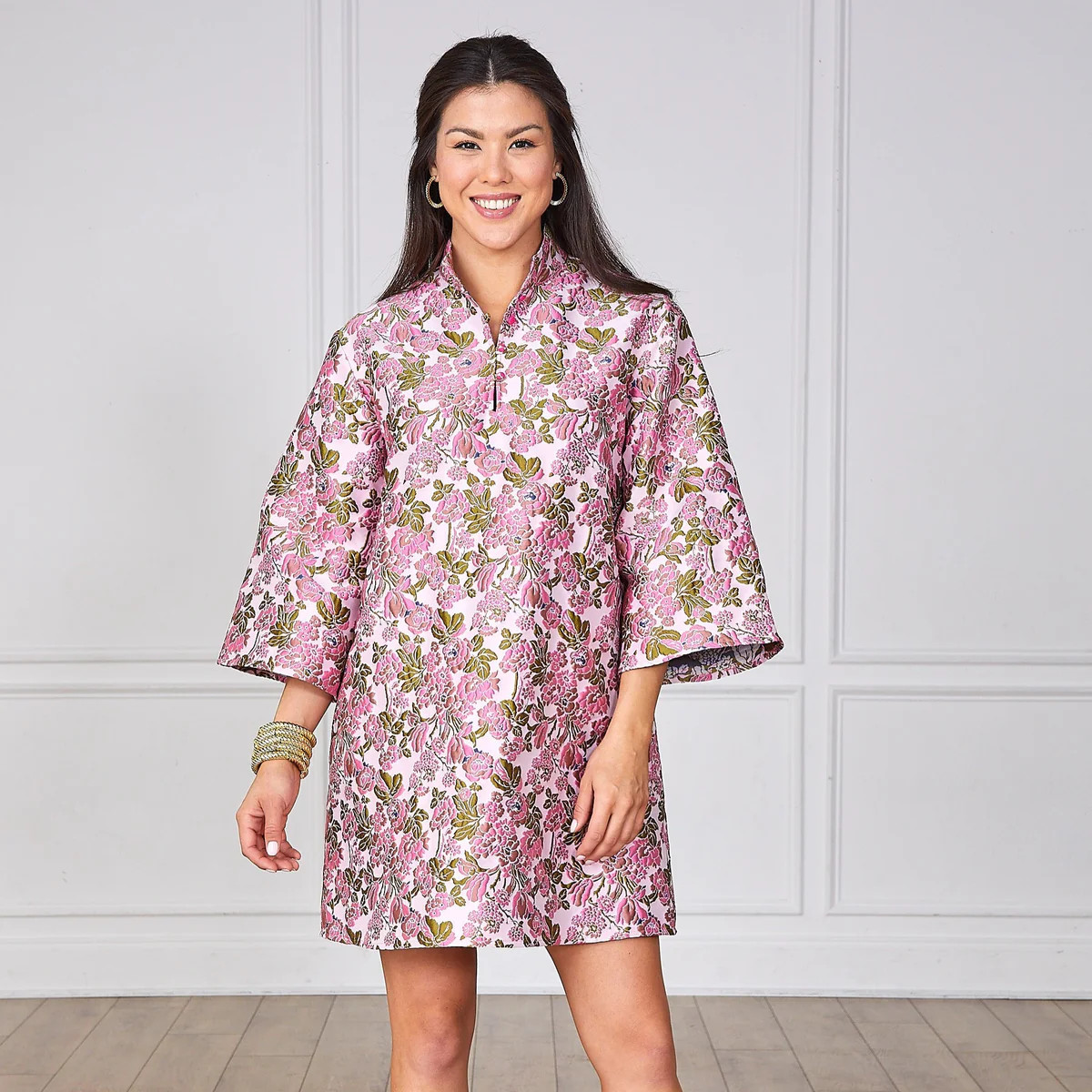 Keri Jacquard Floral Dress Pink | Caryn Lawn