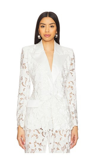 Nadine Merabi Velvet Lace Blazer in White. - size 4/S | Revolve Clothing (Global)