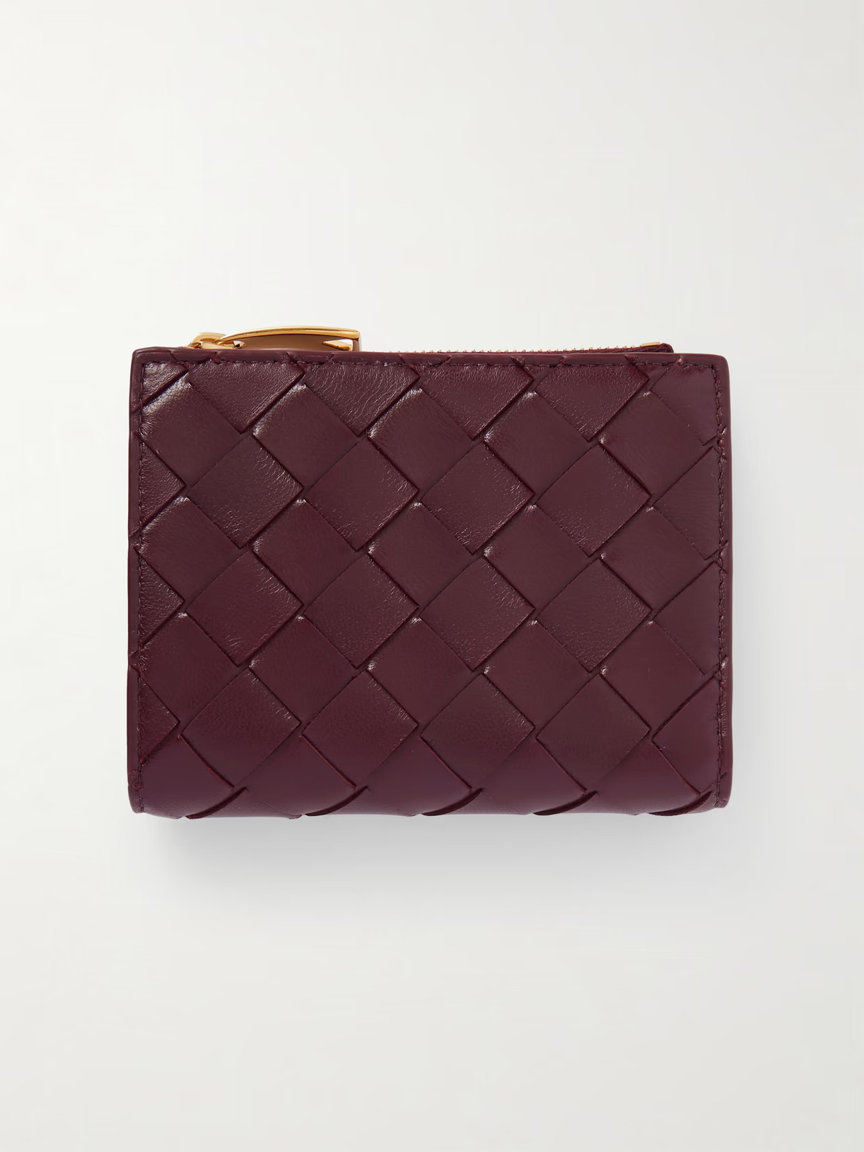 Bottega Veneta - Intrecciato 15 Leather Wallet - Burgundy | NET-A-PORTER (US)