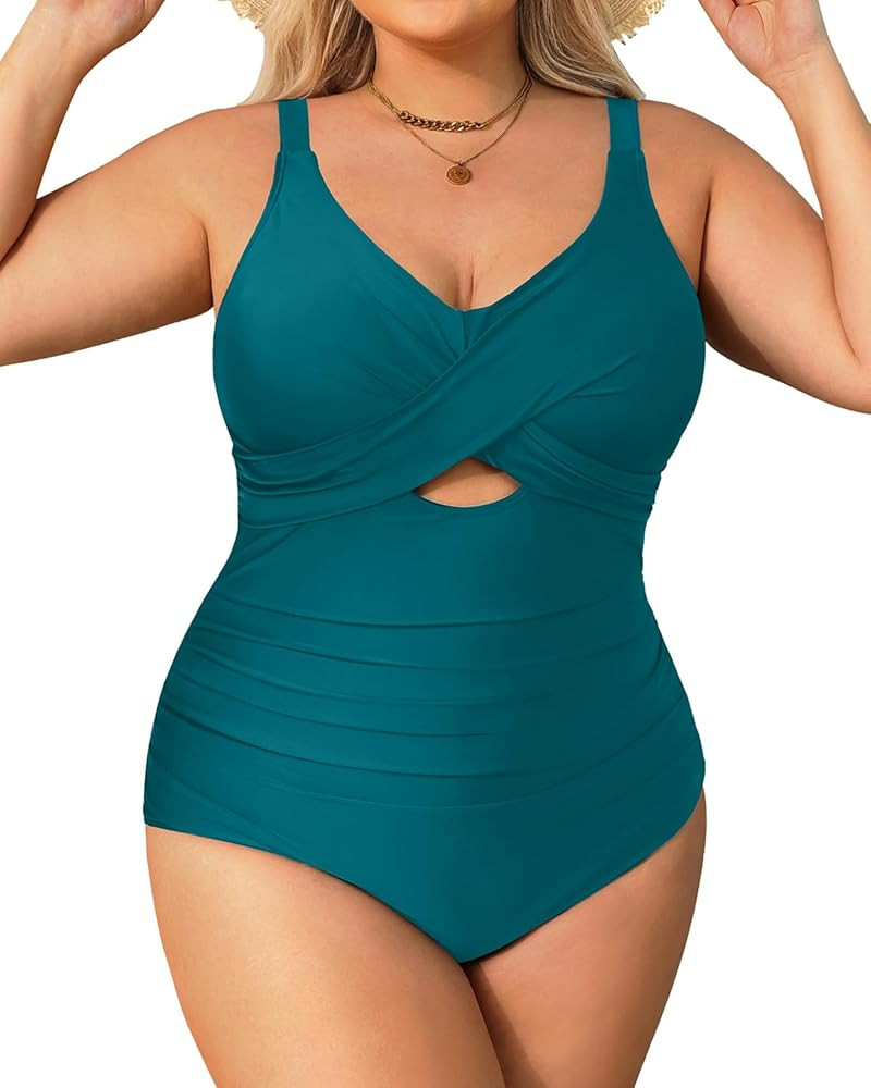 Daci Plus Size One Piece Swimsuits - Tummy Control Bathing Suit for Women Cutout Swimwear | Amazon (US)