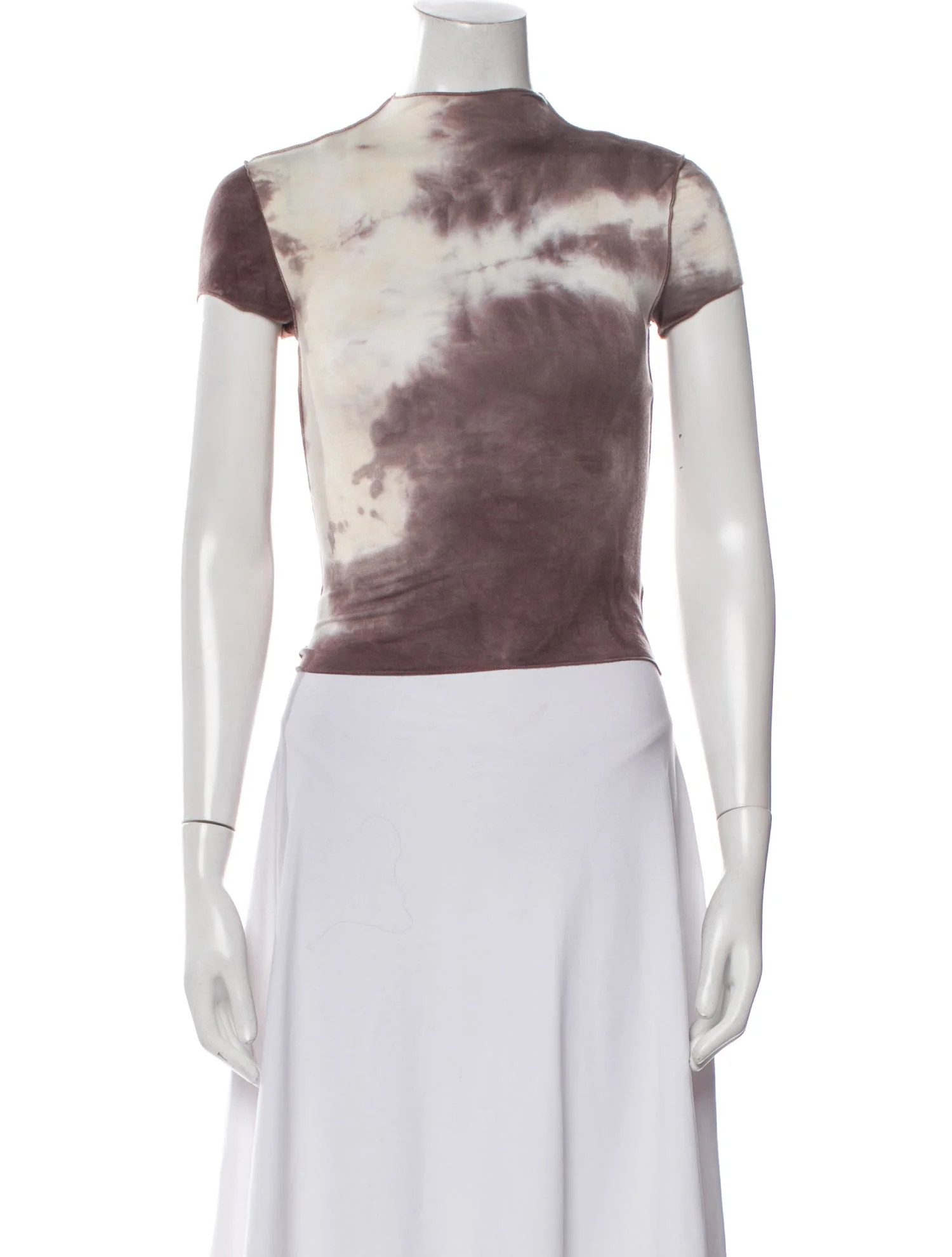 Tie-Dye Print Mock Neck Crop Top | The RealReal