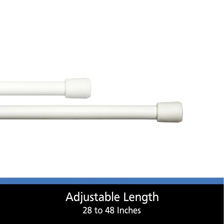 Mainstays 7/16" White Adjustable Spring Tension Curtain Rod, 28-48" | Walmart (US)