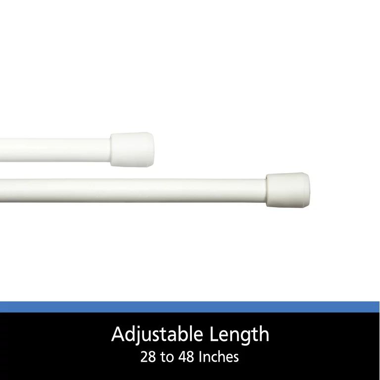 Mainstays 7/16" White Adjustable Spring Tension Curtain Rod, 28-48" | Walmart (US)