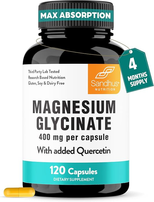 Magnesium Glycinate 400mg High Absorption Capsules with Quercetin | Quality Sleep, Relaxation & M... | Amazon (US)