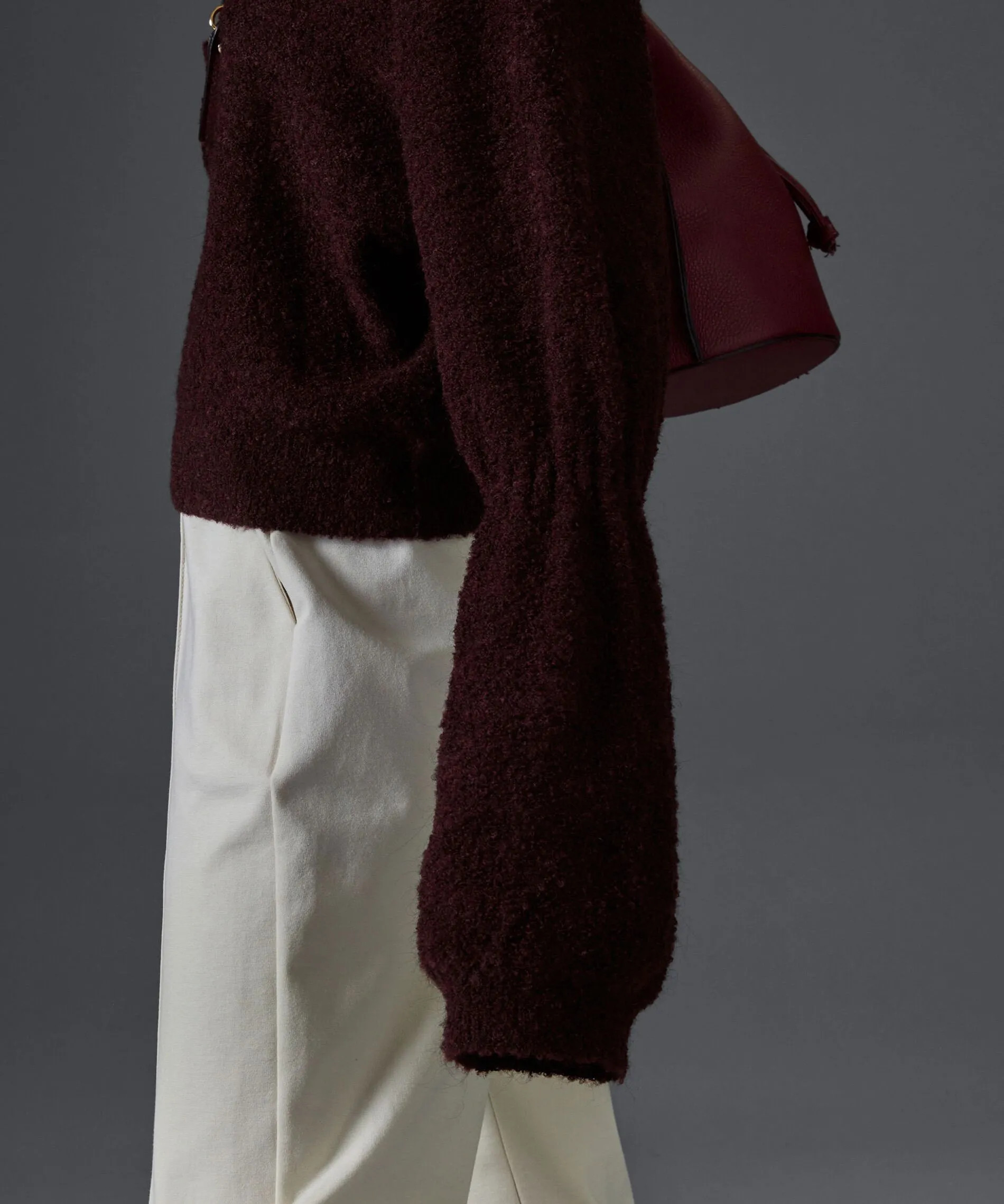 Pull court col montant manches bouffantes		rouge bordeaux | Rodier