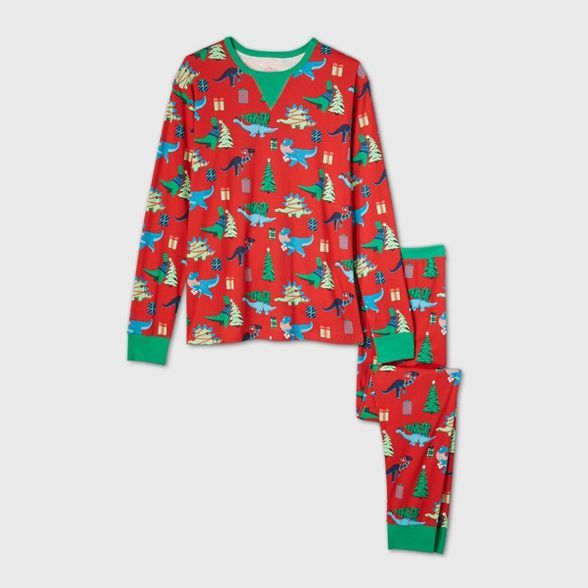 Men's Holiday Dinosaur Print Matching Family Pajama Set - Wondershop™ Red | Target