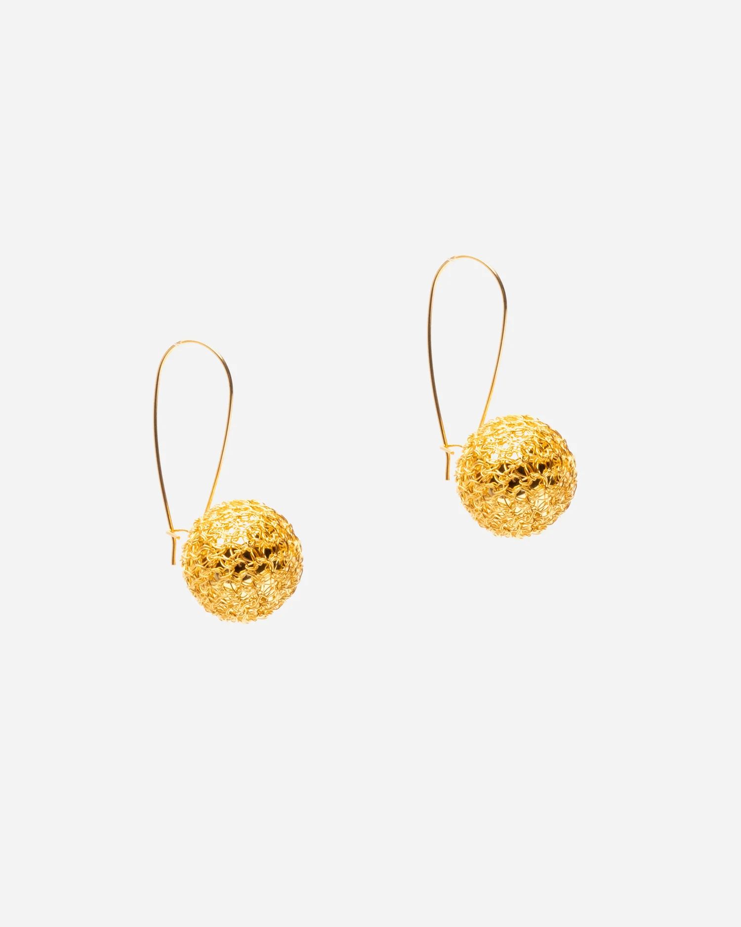 Crochet Ball Earrings Gold | 