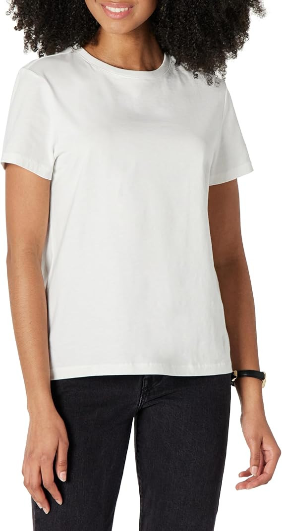 Amazon Essentials Women's Regular Fit 100% Cotton Crewneck Short Sleeve T-Shirt | Amazon (UK)