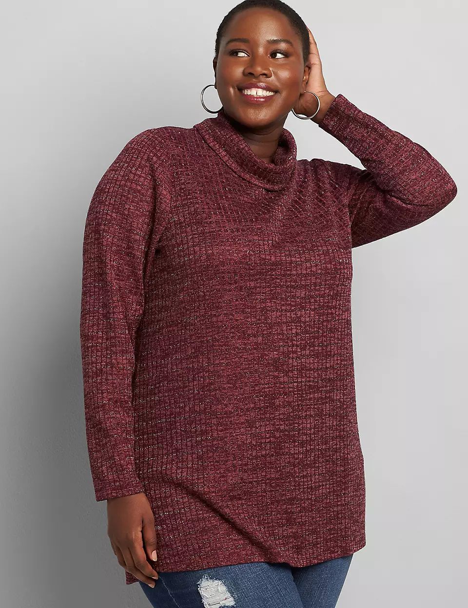 Sparkle Turtleneck Tunic Top | Lane Bryant (US)