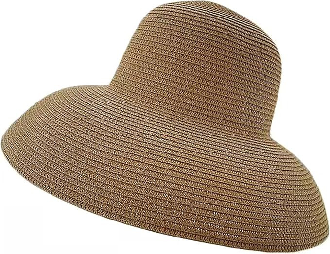 Womens Sun Straw Hat Wide Brim UPF 50 Summer Hat Foldable Roll up Floppy Beach Hats for Women | Amazon (US)