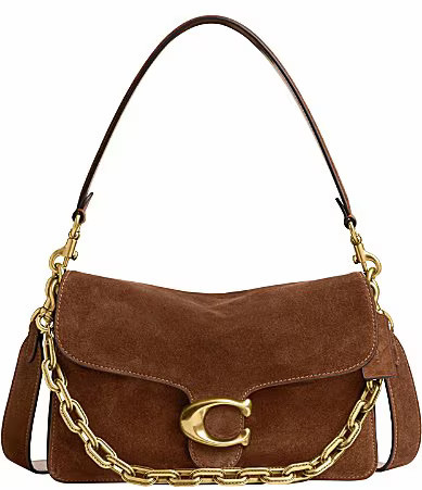 COACH Tabby Suede Chain Shoulder Bag - Warm Brown | Dillard's
