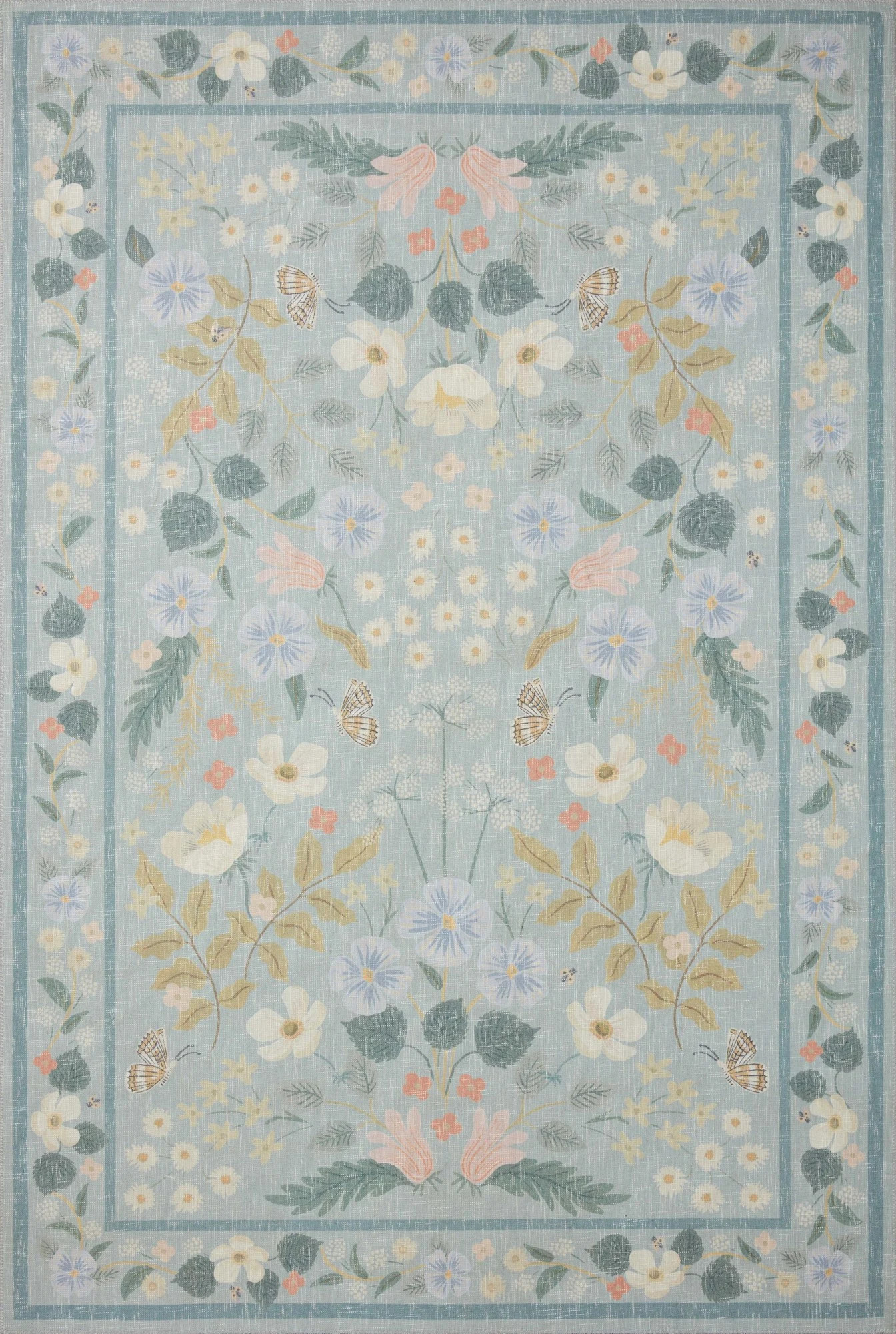 Cotswolds Willow (COT-03) Sky Printed Area Rug | Rugs Direct