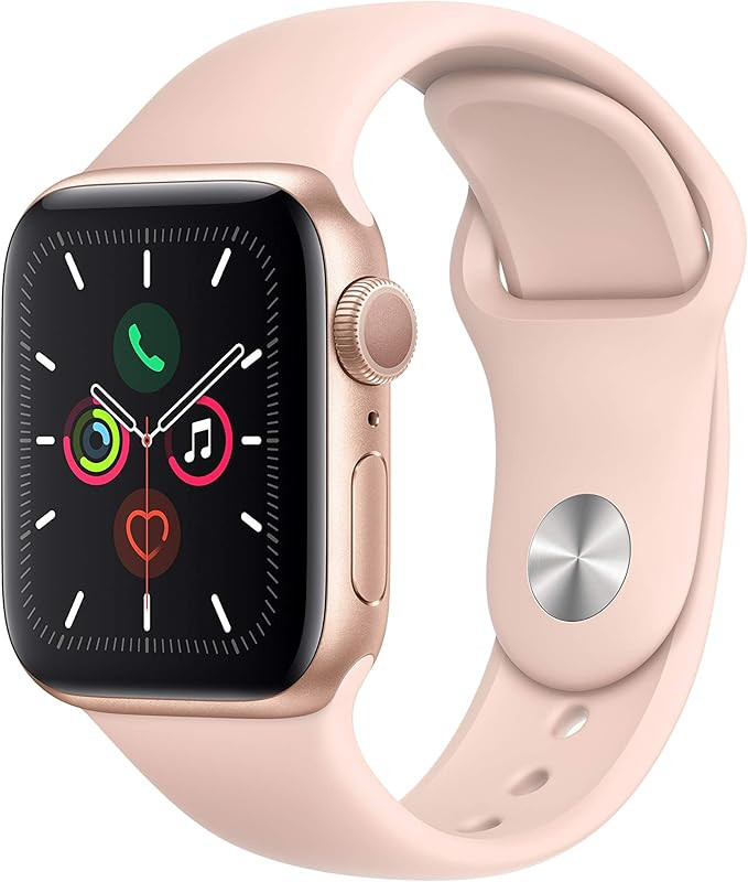Apple Watch Series 5 (GPS, 40mm) - Gold Aluminum Case with Pink Sport Band | Amazon (US)