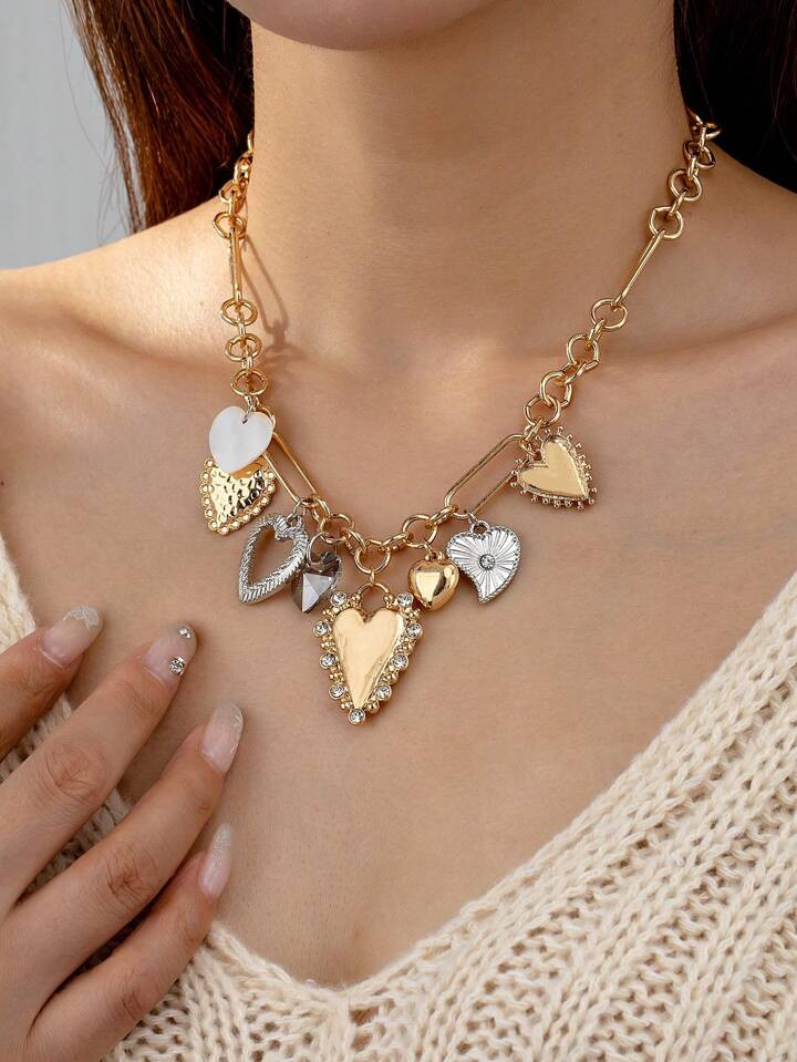 Bohemian Style Bear & Crystal Inlaid Square Zirconia Short Necklace, Chic & Stylish With Butterfl... | SHEIN