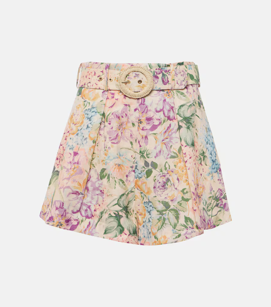 Zimmermann Halliday floral high-rise linen shorts | Mytheresa (US/CA)