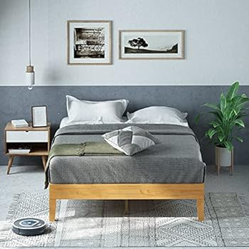 Zinus Moiz 14 Inch Deluxe Solid Wood Platform Bed / No Box Spring Needed / Wood Slat Support / Na... | Amazon (US)