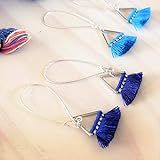 Triangle Fan Tassel Earrings, Blue or Dark Royal Blue, Tassel Jewelry, Small Tassel Earrings, Small  | Amazon (US)