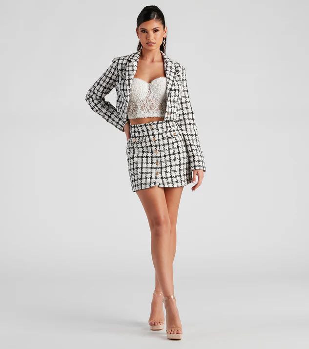 Social Scene Plaid Tweed Skirt | Windsor Stores