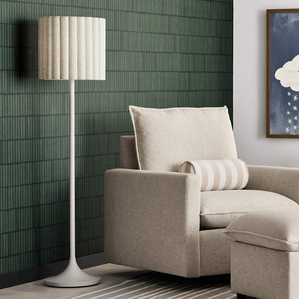 Emme Pleated Linen Kids Floor Lamp + Reviews | Crate & Kids | Crate & Barrel