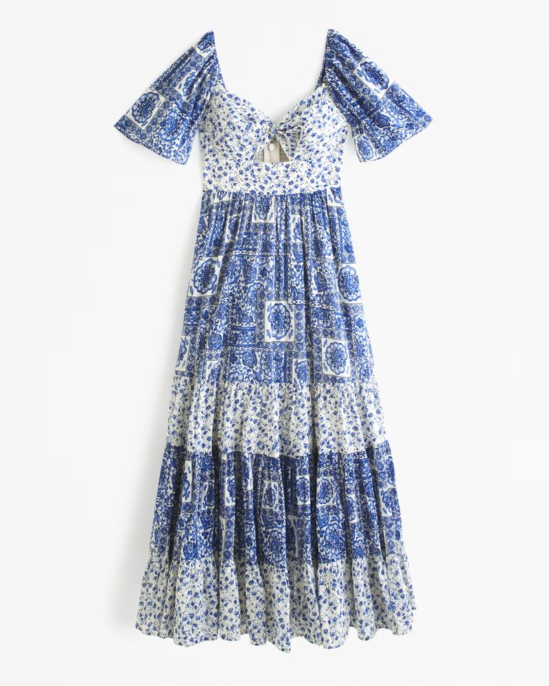 Twist-Front Tiered Maxi Dress | Abercrombie & Fitch (US)