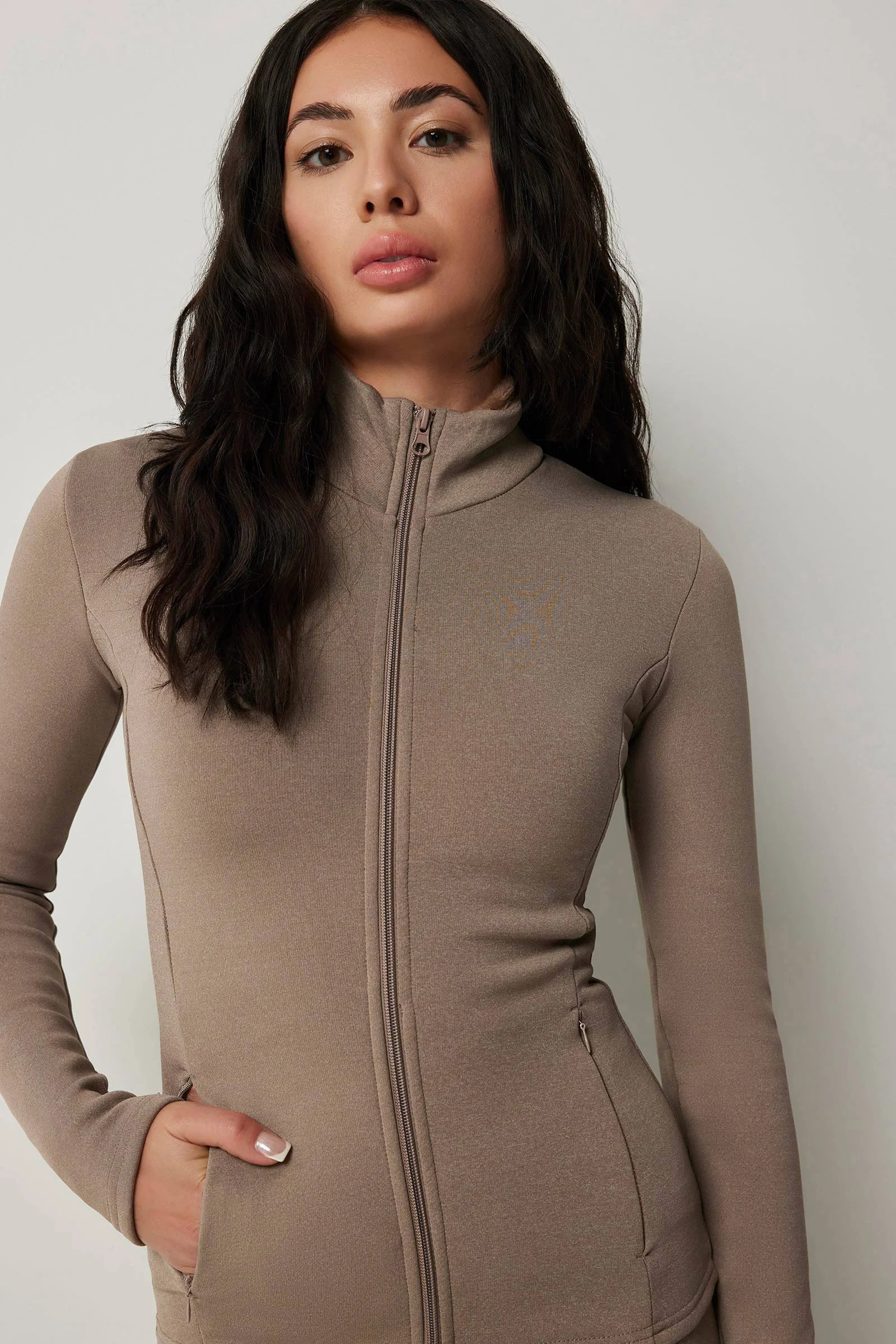 Fur Lined Long Sleeve Zip-Up Top | Ardene