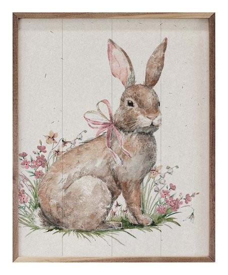 Pink Bunny in Flowers Framed Wall Art | Zulily