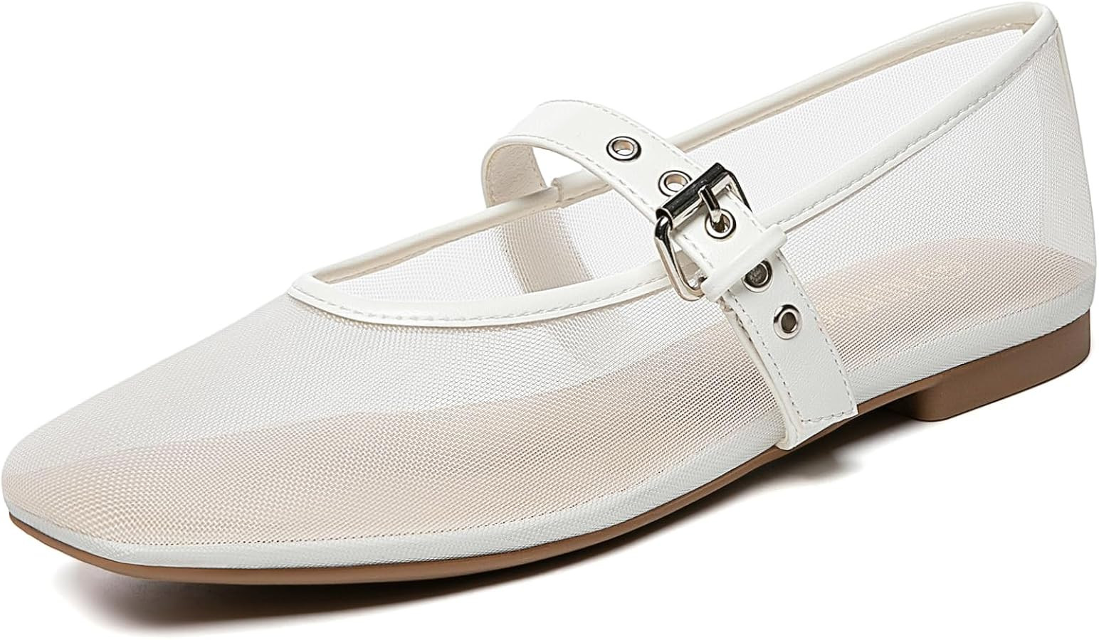 Rihero Mesh Ballet Flats for Women Square Toe Mary Jane Flats Comfortable Casual Ballerina Shoes | Amazon (US)