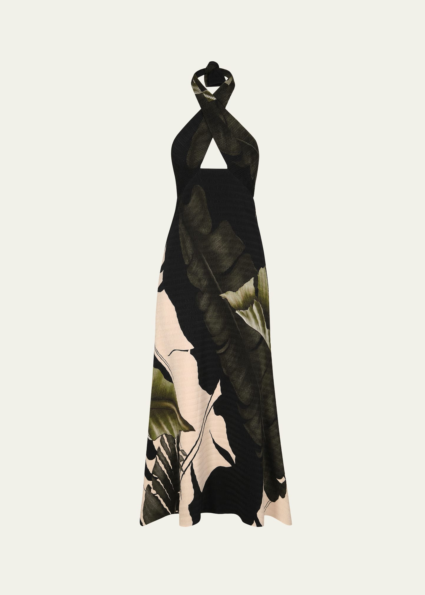 Johanna Ortiz Elegant Expedition Printed Crossover Halter Ankle Dress | Bergdorf Goodman