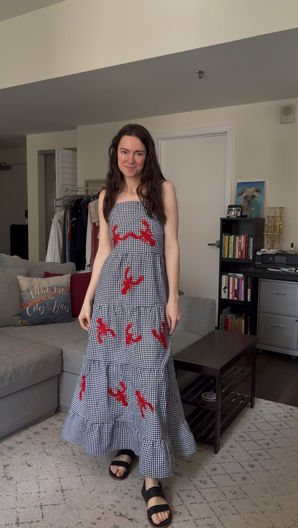 lobster embroidered maxi dress, gingham summer dress, coastal picnic outfit, navy and red summer style, East Coast vacation fashion, nautical themed outfit, lobstercore trend, lobster embroidered fashion, tiered maxi dress summer, picnic-ready outfit, preppy coastal dress, petite-friendly maxi dress, seafood print aesthetic, summer statement dress, coastal grandmother look

#LTKPetite #LTKStyleTip #LTKSummerEdit