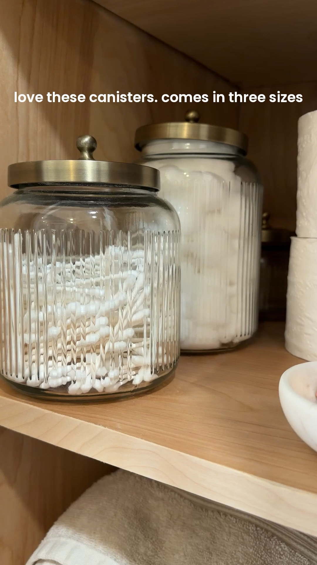 love these glass and gold bath canisters. they come in three sizes 

#LTKHome #LTKSaleAlert