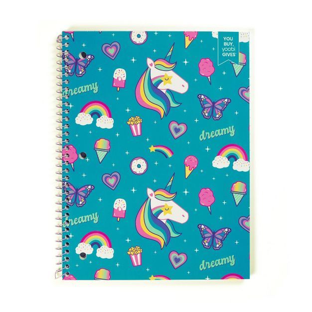 Yoobi™ Wide Ruled 1 Subject Spiral Notebook Teal Enchanted Dreams Toss | Target