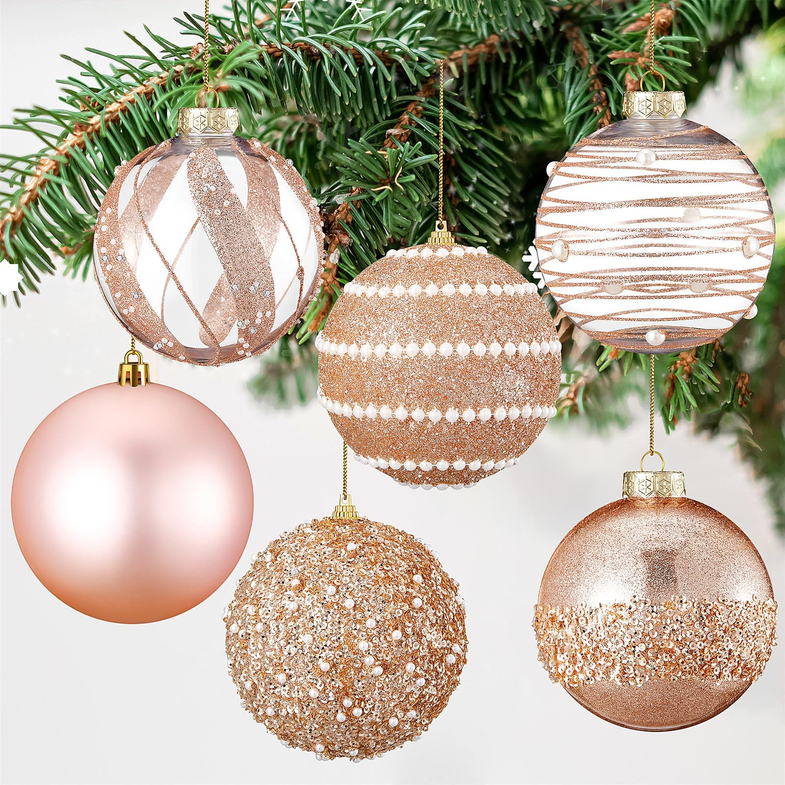 Lyrow 12 Pcs 4 inch Christmas Balls Ornaments Glitter Shatterproof Christmas Decorations Tree Bal... | Amazon (US)