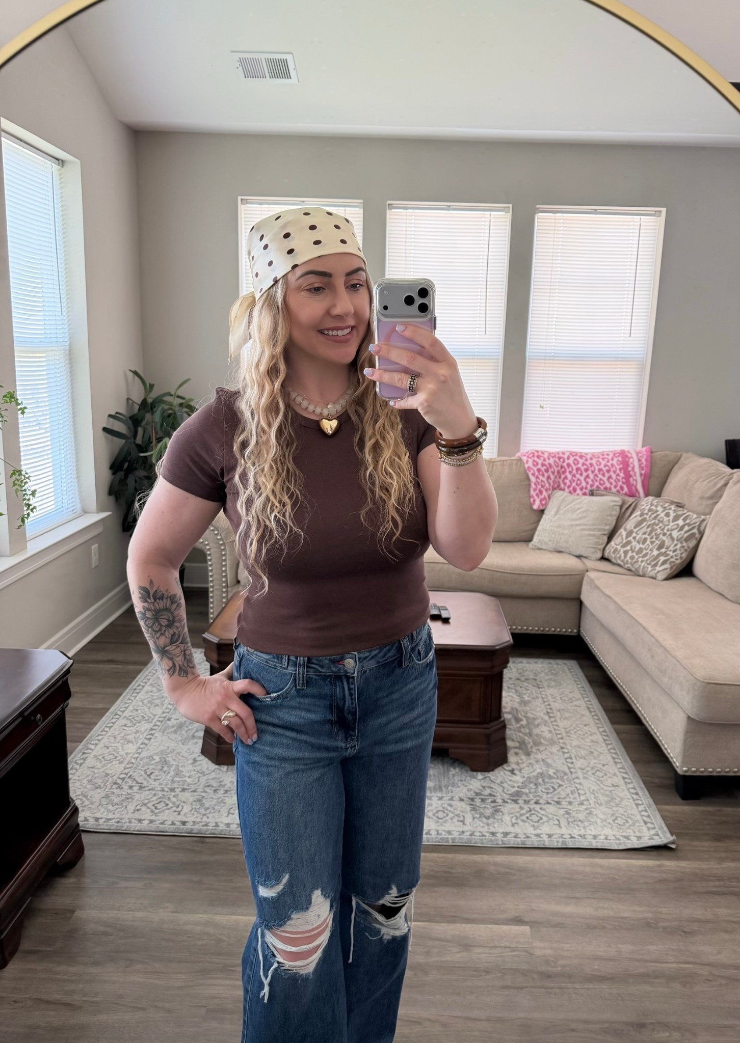 The scarf trend is having a moment and honestly… I’m here for it 🤎 Such a cute way to elevate a simple tee and jeans outfit while keeping it effortless. This little hair accessory instantly makes the whole look feel styled.

And can we talk about these jeans 👏 Tall girl friendly with a long inseam and adjustable waist tabs so no awkward waist gaping. Comfortable, flattering, and actually made with real women in mind.

Paired with a fitted brown tee for an easy everyday look you can wear on repeat. 

#scarftrend #hairscarf #amazonfashion 
@amazonfindsandfashion 

#LTKTall #LTKootd
