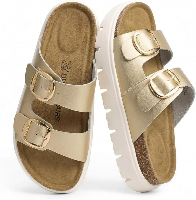 DREAM PAIRS Women's Platform Sandals Wedge Chunky Heel Slip-on Comfort Slides with Arch Support C... | Amazon (US)