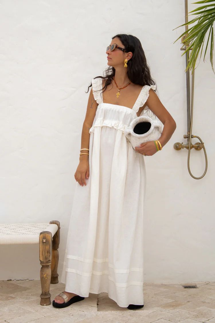 Curate & Create Smock Maxi Dress White | VRG Grl