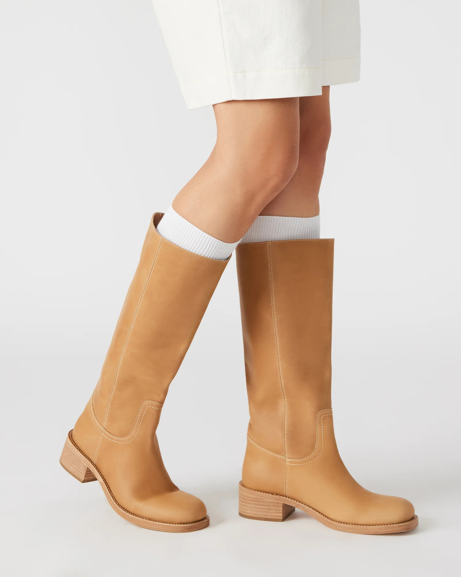 RIGGSS Tan Leather | Knee High Boot | Women's Designer Shoes | Steve Madden (Canada)