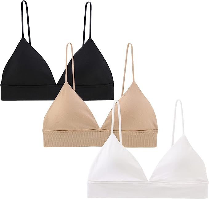 INIBUD Bralette for Women Triangle Cups Removable Padded Wire Free Pull On Closure | Amazon (US)