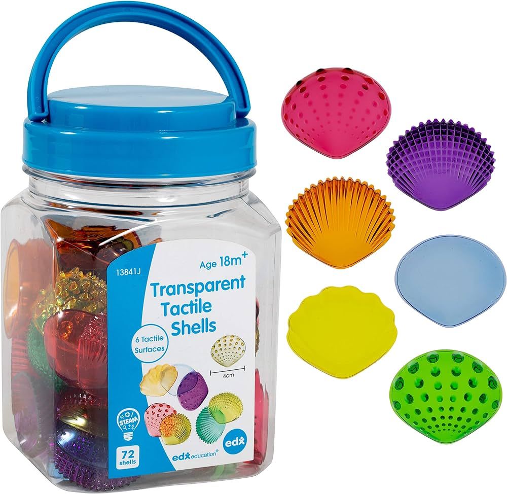 edxeducation-13841 Tactile Shells - Set of 72 - Translucent - 6 Textures and Colors - Ages 18m+ -... | Amazon (US)