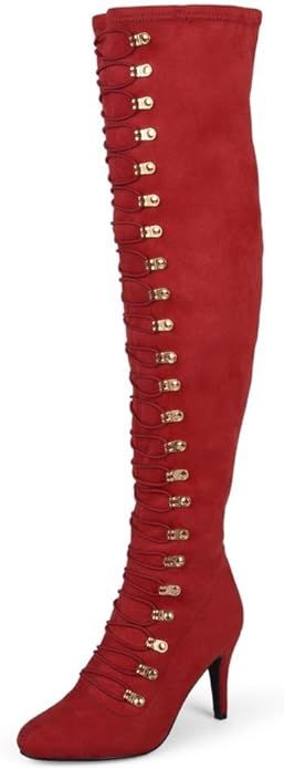 Brinley Co. Womens Regular and Wide Calf Vintage Almond Toe Over-The-Knee Boots | Amazon (US)