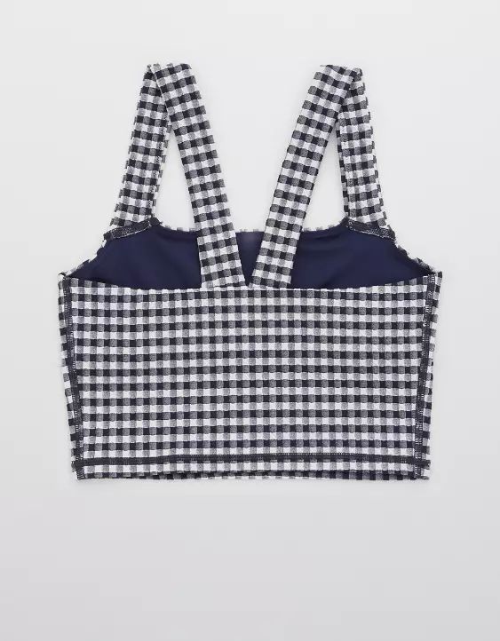 OFFLINE By Aerie Gingham Square Neck Sports Bra | American Eagle Outfitters (US & CA)
