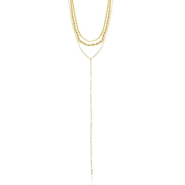 Time and Tru Women's Goldtone Lariat Necklace Set, 3 Pieces | Walmart (US)