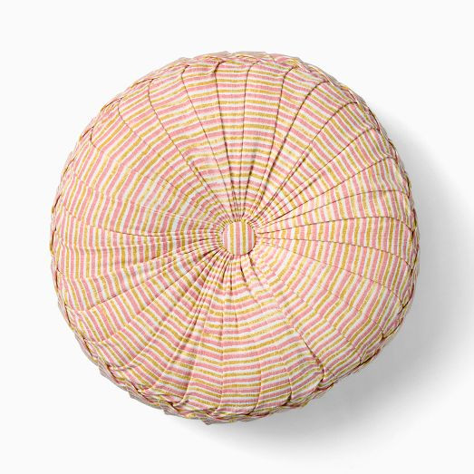 Pleated Stripe Round Pillow | West Elm (US)