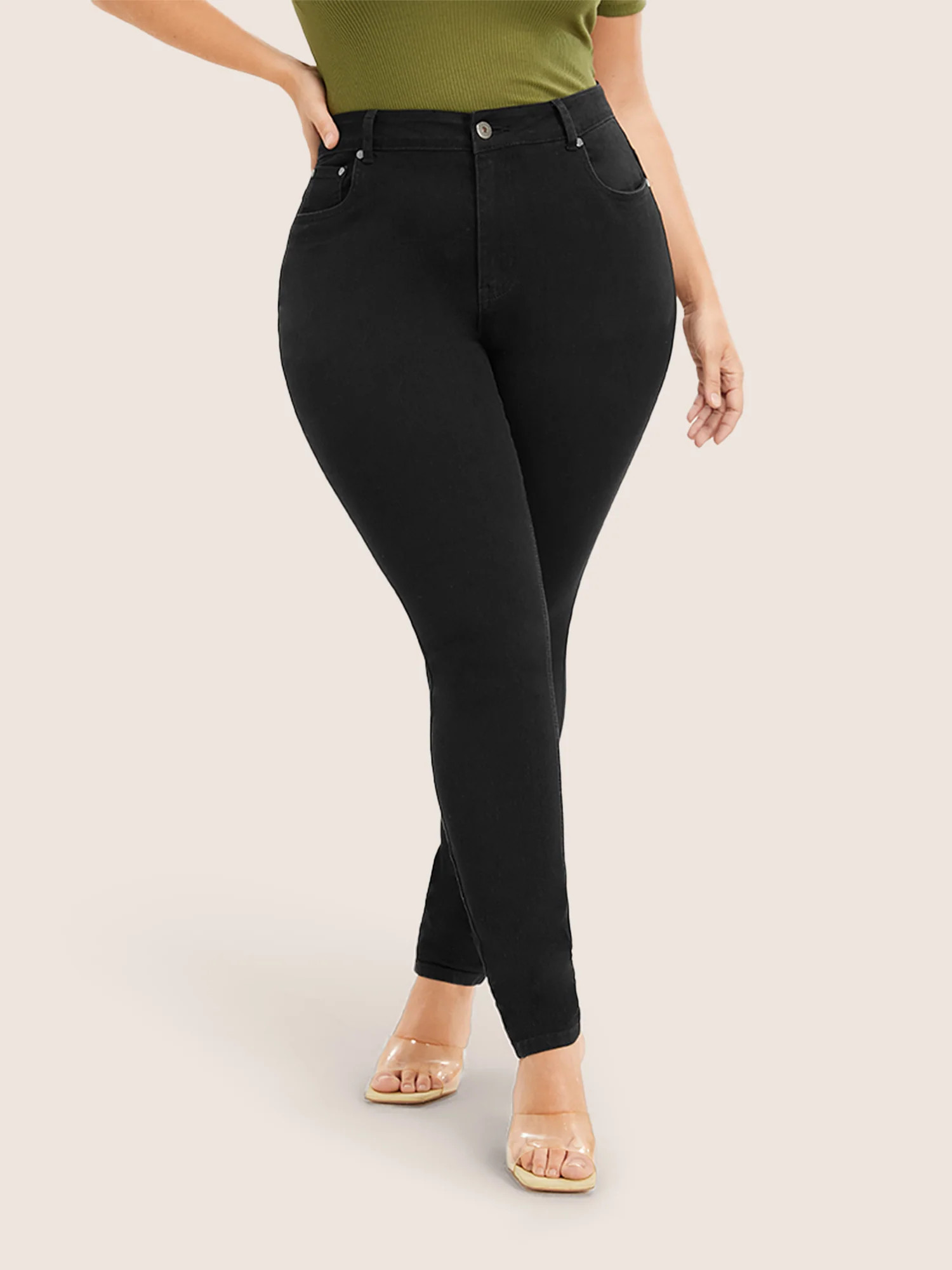Skinny Very Stretchy High Rise Black Wash Sculpt Waist Jeans | Bloomchic
