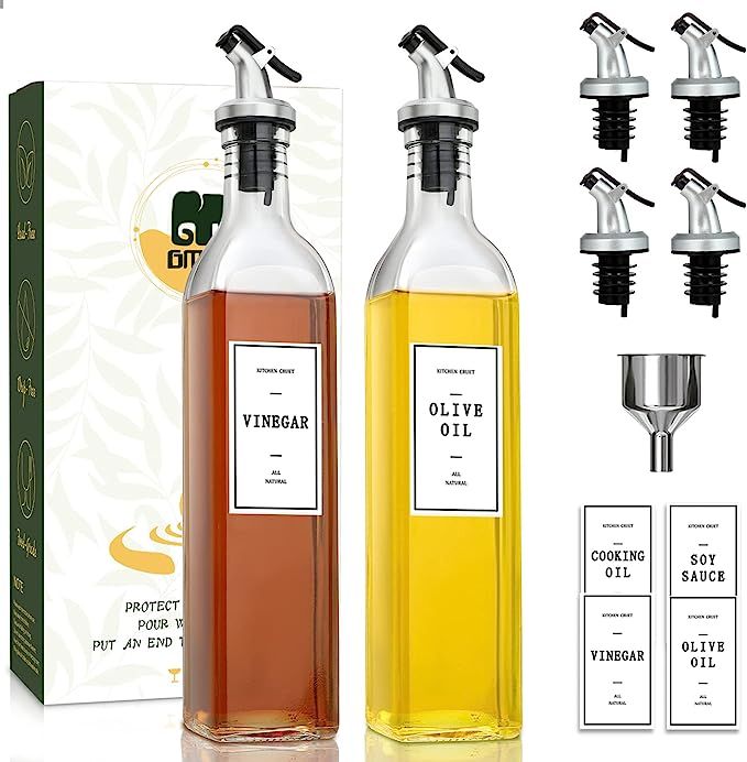 GMISUN Oil and Vinegar Dispenser Set, Olive Oil Dispenser Bottle with 17oz / 500ml Cooking Oil Co... | Amazon (US)