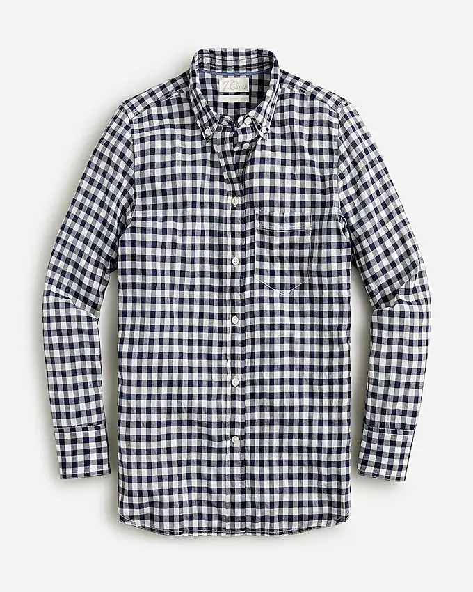 Classic-fit shirt in crinkle gingham | J. Crew US