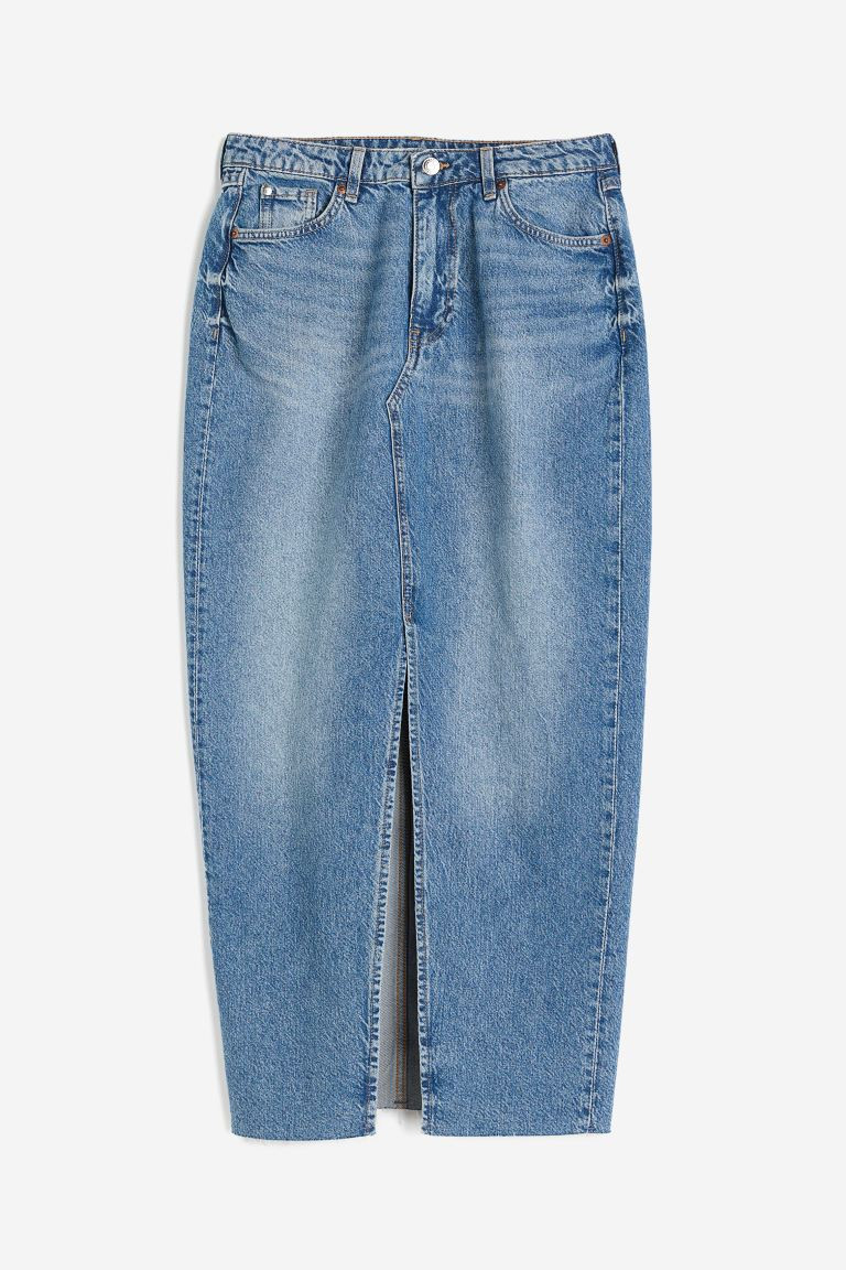 Slit-hem denim skirt | H&M (UK, MY, IN, SG, PH, TW, HK)