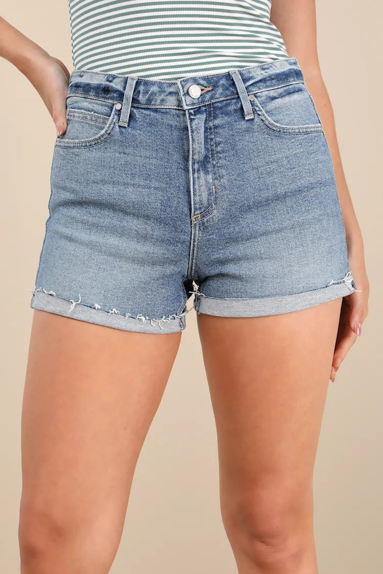 Adisa Medium Wash Cuffed Denim Shorts | Lulus