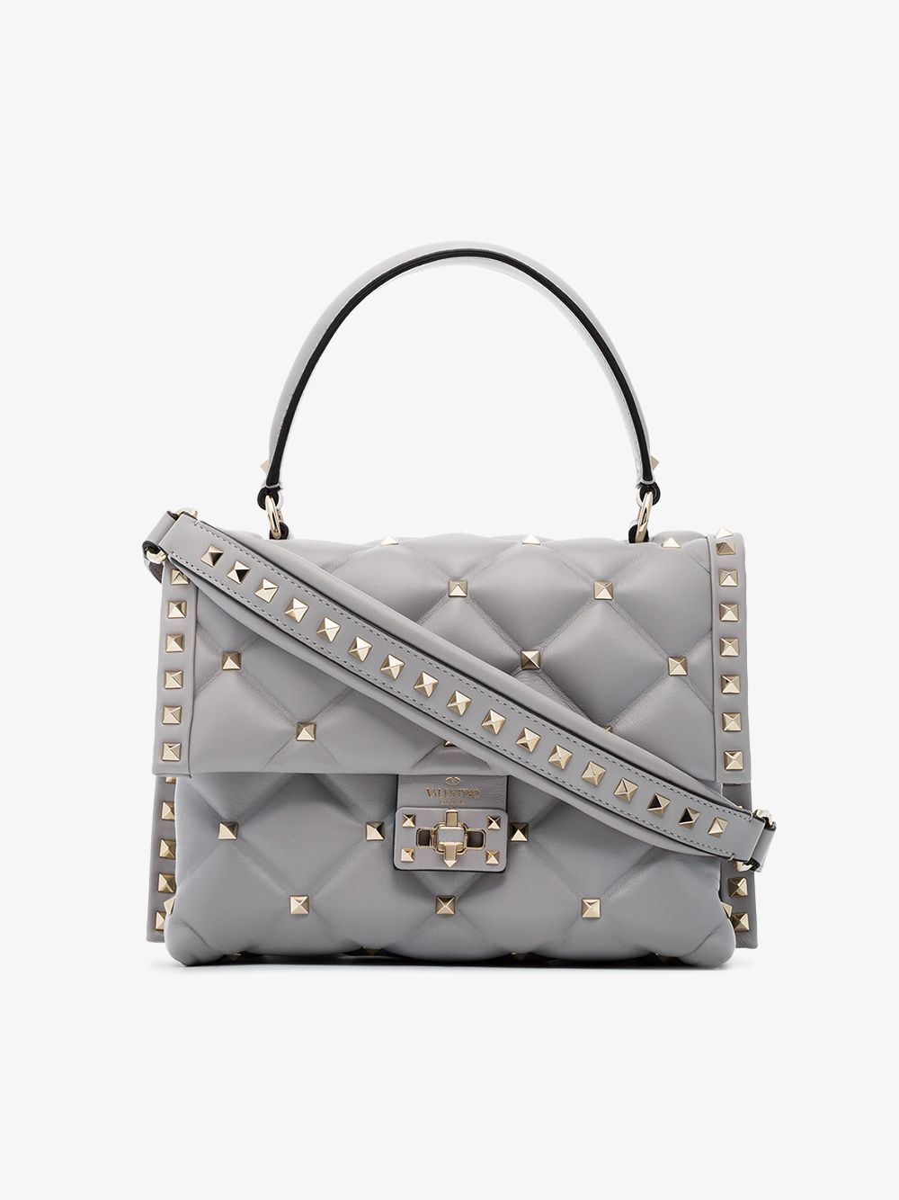 Valentino grey medium Candy studded leather shoulder bag | Browns Fashion